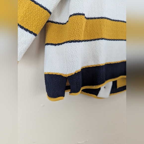 Ann Taylor Striped Nautical Cardigan Sweater, Yellow, White, & Black (SIZE S) - Picture 10 of 13